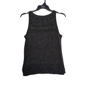 Loft Black & White Sleeveless Sweater Top Sz. M